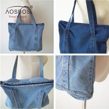 Aosbos Moterų Drobės Rankinės Dizaineris Ponios Denim Blue Pečių Krepšiai Nešti Aukštos Kokybės Didelio Pajėgumo (Rankinės