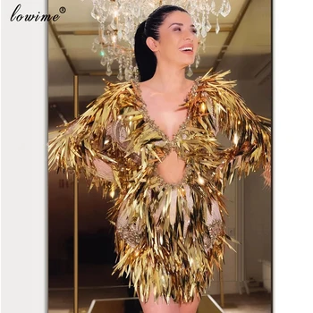 Artimuosiuose Rytuose Aukso Blizgučiai Bling Kokteilių Suknelės Undinė Backless Dubajus Prom Dresses Moterų Vakarėlis Duobute Rūbeliai De Kokteilis