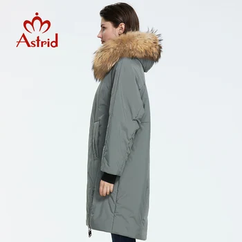 Astrid 2019 Žiemos naujas atvykimo žemyn striukė moterims laisvus drabužius, su kailio viršutiniai drabužiai aukštos kokybės, storas medvilnės moterų sluoksnį AR-9246