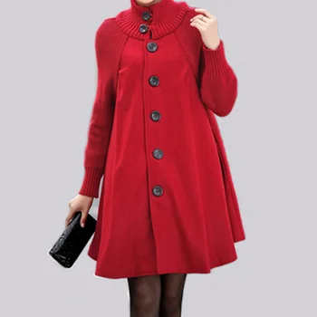ATKULLQZ Nauji moteriški paltai motinystės drabužių Rudens-Žiemos Plius Dydis Moterų Nėštumo Striukės Ilgų Palaidų drabužių mezgimo Moteris