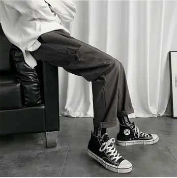 Atsitiktinis Kelnės Vyrams Multi-kišenės, Tiesios Plus-size 5XL Prarasti Jananese-Laisvalaikio stiliaus Mados Visų Rungtynių Krovinių kelnės Stilingas Prašmatnus