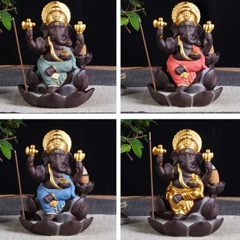 Auksinis Buda Moliuskui Keramikos Ganeša Buda Moliuskui Smilkalų Degiklis Rankų Darbo Statulėlės, Dramblio Dievo Statula Namų Smilkalų Laikiklis