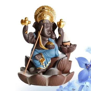 Auksinis Buda Moliuskui Keramikos Ganeša Buda Moliuskui Smilkalų Degiklis Rankų Darbo Statulėlės, Dramblio Dievo Statula Namų Smilkalų Laikiklis