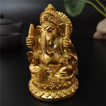 Aukso Ganeša Statula Buda Dramblys Dievas Dervos Skulptūra Ganesh Figūrėlės Namų Dekoro Sodo Vazonas Apdailos Budos Statula