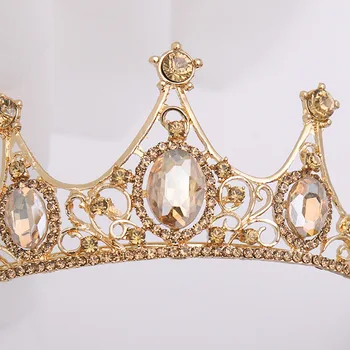 Aukso Šampano Karūna Lankelis Nuotakos Rožančiai Baroko Kristalų Vestuvių Plaukų Aksesuarai, Šukuosena Vestuvių Tiara Ir Karūna Už Moterų