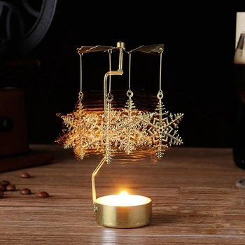 Aukso Žvakidės, Besisukančių Romantiško Sukimosi Verpimo Carrousel Arbata Šviesos Žvakių Laikiklis Vakarienė Vestuvių Juostoje Šaliai Dekoro