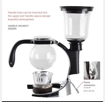 Aukštos klasės stiklo Vertus-perforuoti kavinukas namų sifonas kavos virimo aparatas stiklo bendrinimo puodą saifeng puodą filtras arbatinukas, sifonas puodą