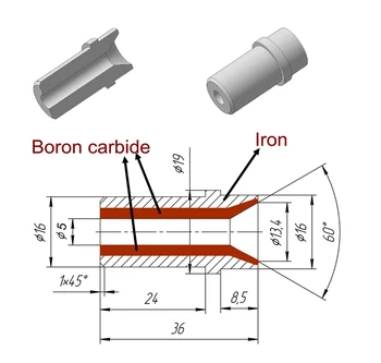 Aukštos kokybės Boro Karbido Šlifavimas Antgalis (L) 36mm X (D) 16mm X (H) 5 mm.