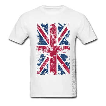 Aukštos Kokybės Mados Retro Mens Tee Marškinėliai Spausdinti Tshirts Didžiosios Britanijos jungtinės KARALYSTĖS Vėliavos Marškinėliai Jungtinės Karalystės Gatvės Marškinėlius Nacionalinė Diena