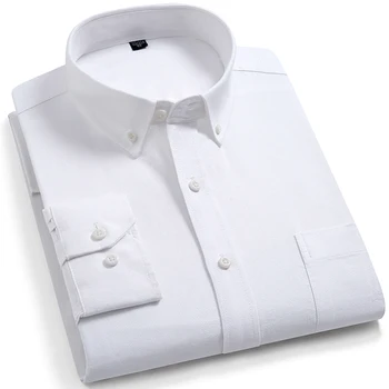 Aukštos kokybės Naujas medvilnės oksfordo mygtuką žemyn apykaklės ilgomis rankovėmis slim fit Vyrams, atsitiktinis, kietas marškinėliai