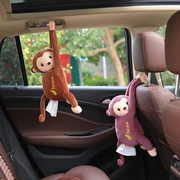 Automobilių Pippi Beždžionė Pliušinis Žaislas Servetėlių Dėžutė Mielas Animacinių Filmų Automobilio Beždžionė Popieriniu Rankšluosčiu Nustatyti Audinių Langelį Vaikams, Žaislai, Kalėdų Dovana