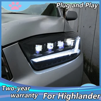 Automobilių Stiliaus Žibintas Toyota Highlander 2009-2011 priekinis žibintas Visi LED Žibintai LED DRL Dinaminių Signalų Angel Eye Priedai