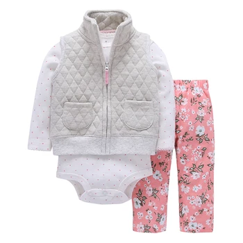 Baby girl berniuko drabužius ilgomis rankovėmis o-kaklo laišką kailis+bodysuit+ziajać mados naujagimio rinkinys 2019 m. pavasarį, rudenį kūdikių komplektus medvilnės