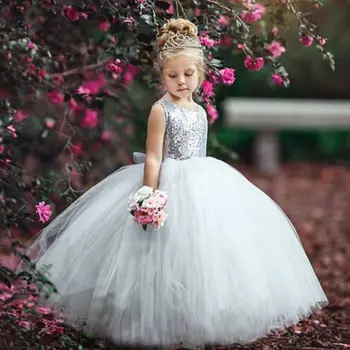 Baby Girl Gėlių Princesė Rankovių Oficialią Partijos Inscenizacija Vestuvių Bridesmaid Dresses 2020 Naujųjų Metų Vaikams Suknelė