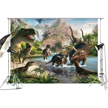 Backdrops už Juros periodo Parkas Pasaulio Gimtadienio Nuotraukas Dinozaurų Džiunglių Fotografijos Fonas Foto Fone W-818