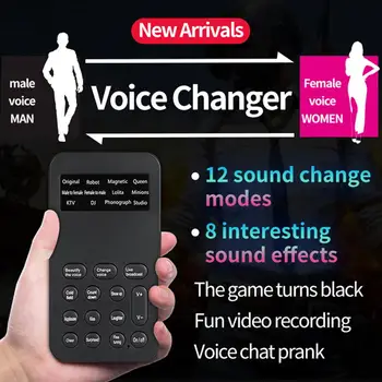 Balso Keitiklis Mikrofonas Mini Garso plokštė 12 Garso Keisti Režimus, Telefonas Kompiuteris PC Žaidimų Mašina