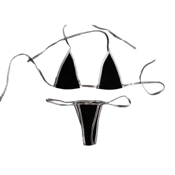 Balta Juoda Karšto Seksualus Mini Micro Bikini 2vnt Viršaus ir Apačios, G-String Thong Brazilijos Trikampis maudymosi kostiumėlį, maudymosi Kostiumėliai, Egzotinių Lingeire