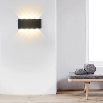 Balta juoda Sieniniai šviestuvai aliuminio apšvietimo lempų gaubtų šviestuvas už naktiniai kambarį žibintai AC85-260V šiltas arba atvėsti apšvietimas