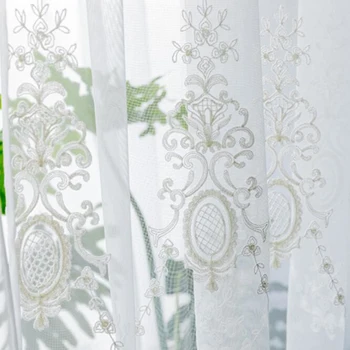 Baltos spalvos, Siuvinėta Vaza žiedo modelį, Tiulis Užuolaidų, už Kambarį, Langą Ekrane Virtuvės Vien Užuolaidų dizainas, Žaliuzės Skydelis MY529#4