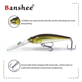 Banshee WF01 Ilgai Lūpų Jerkbait 60mm/6g 3pcs/daug Dirbtinių Velkamosiomis Minnow nepastovi žmogus Jūrų Žvejybos Jaukų Ežero, Upės Ilgai Liejimas