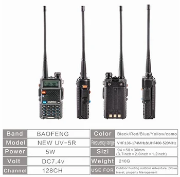 Baofeng UV-5R Medžioklės 10km Mini Kumpio ir CB Radijo Ilgo Nuotolio Walkie Talkie Profesionalų Interphones Baofeng Wakie HF Transiveris