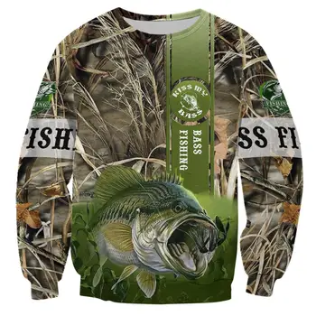 Bass Fishing 3D Visi Per Atspausdintas Vyrų Hoodie Harajuku Streetwear rudenį hoodies Palaidinukė Unisex Atsitiktinis striukė sportiniai Kostiumai KJ0109