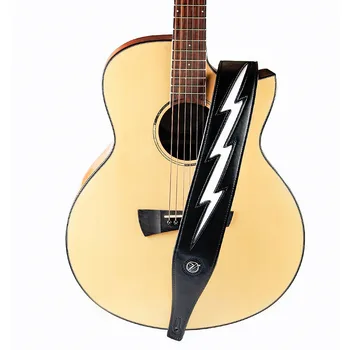 BATESMUSIC juoda balta Aukštos kokybės Odos Gitara Dirželis unikalus Žaibo Patogus Akustinių Elektrinio Boso Gitara Dirželis Prieigos