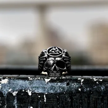 Beier blogio hip-hop kaukolės galvą, viking dizaino signet žiedas iš nerūdijančio plieno vyrų sunkiosios žmogus, papuošalai, dovana LR734