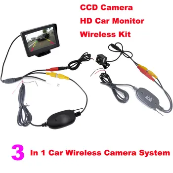 Belaidžio Automobilių Stovėjimo Pagalbą, Vaizdo Monitoriai , 3 in 1 Belaidis Automobilio Galinio vaizdo Kamera, stebėjimo Sistemos 2,4 Ghz Belaidžio ryšio Fotoaparatą Rinkinys