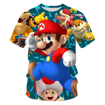 Berniukai Mario T-shirts 3d Marškinėliai Vasaros Mados Trumpas Rankovės Vaikams Anime Harajuku T-Shirts Vaikų Berniukų drabužiai Bamblys Tee Viršūnės