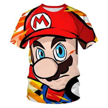 Berniukai Mario T-shirts 3d Marškinėliai Vasaros Mados Trumpas Rankovės Vaikams Anime Harajuku T-Shirts Vaikų Berniukų drabužiai Bamblys Tee Viršūnės