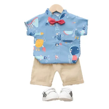 Berniukų drabužiai rinkiniai vasaros vaikų drabužių bamblys kūdikių mados medvilnės marškinėliai+šortai 2vnt komplektus berniukas, vaikams, sportinius kostiumus ir kostiumus bėgiojimui komplektai