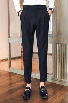 Biuro Kelnės Vyrams Suknelė Kelnės Oficialų Pilka Socialinės Slim Fit Šalis Kvepalai Masculino Pantalon Kostiumas Homme Black 2020 m.