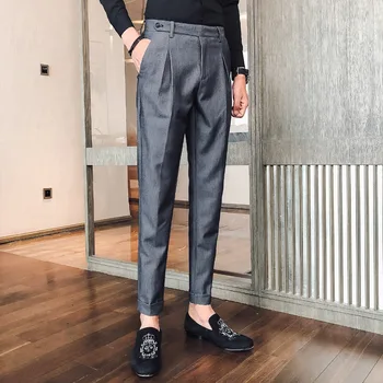 Biuro Kelnės Vyrams Suknelė Kelnės Oficialų Pilka Socialinės Slim Fit Šalis Kvepalai Masculino Pantalon Kostiumas Homme Black 2020 m.