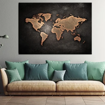 Biuro Miegamojo Sienos Meno Namų Dekoro be Rėmelio dideli juoda balta pasaulio žemėlapis Plakatas Naftos Tapyba ant Drobės už Kambarį