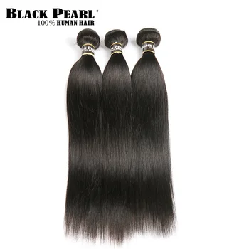 Black Pearl Brazilijos Tiesūs Plaukai, Nėriniai Priekinio Uždarymo Su Ryšulių Ne Remy Human Hair Su Priekinės 3 Ryšulius Su Priekinės