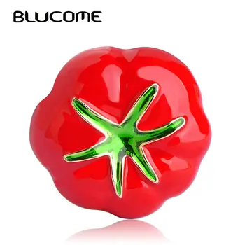 Blucome Ryškus Daržovių Sagė Emalio Raudonųjų Pomidorų Sagės Augalų Corsage Klipai Kostiumas Skara Suknelė Moterims Lady Papuošalai Smeigtukai