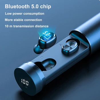 Bluetooth 5.0 TWS Belaidės Ausinės 8D HIFI Skamba Auto Porą Sporto Ausines Smart Touch Control Vandeniui Ausinės