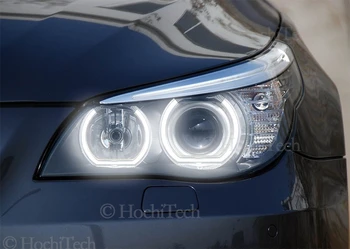BMW E60 E61 IGS 528i 530i 535i 550i M5 2007-2010 Halogeninės Kristalų DTM Stiliaus LED Angel Eyes Šviesos Posūkio Signalo Halo