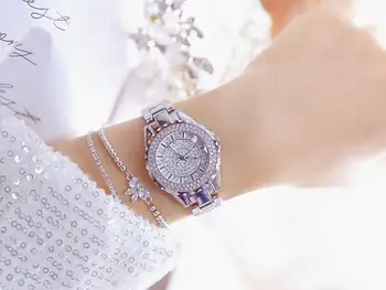 BS Moterų Žiūrėti Kūrybos Kristalų Laikrodis Ponios Laikrodis kalnų krištolas, Pilnas Plieno Juosta Laikrodžiai Laikrodis Montres Femme Reloj Mujer