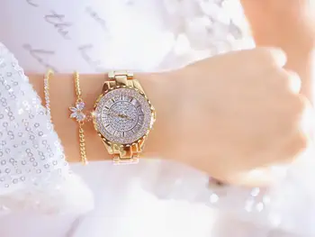 BS Moterų Žiūrėti Kūrybos Kristalų Laikrodis Ponios Laikrodis kalnų krištolas, Pilnas Plieno Juosta Laikrodžiai Laikrodis Montres Femme Reloj Mujer
