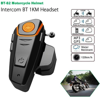 BT-S2 Pro Motociklo Domofonas Šalmas, Rankų įrangą Belaidžiu 1000M Bluetooth Vandeniui Ryšio Intercomunicador Moto FM 3 Vairuotojai