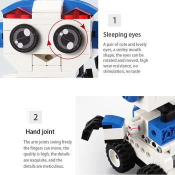Cada 195PCS Banga Lenktynių Automobilių Mielas Robotas 2 Modelio Blokai Miesto Technologija Serijos Plytų Švietimo Žaislai Vaikams