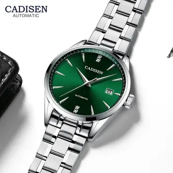 CADISEN Žaliosios Laikrodžiai Vyrams Prabangus Nerūdijančio Plieno Automatinis Mechaninis laikrodis Vyras Top Brand 50m atsparumas Vandeniui Verslo Laikrodis Vyrams