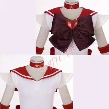 Cafiona Karšto Sailor Moon Rei Hino Sailor Mars Super S Cosplay Kostiumų Sexy Raudona Suknelė Rinkinys
