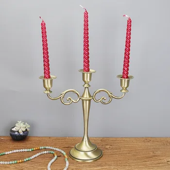 Candelabro de pilar de Metalo plateado/dorado/bronce/negro de 3 brazos velas de decoración de boda, candelabro de decoración del