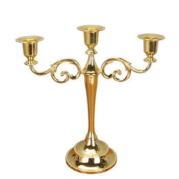 Candelabro de pilar de Metalo plateado/dorado/bronce/negro de 3 brazos velas de decoración de boda, candelabro de decoración del