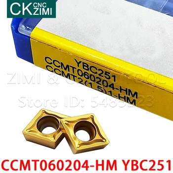 CCMT060204-HM YBC251 Geležtės Karbido Įdėklai Patvarus Pjovimo Staklės, Tekinimo Įrankiai CCMT 060204 CNC Frezavimo Įrankiai, Padengtas Titano