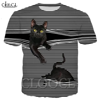 CLOOCL 2021 Naujas Mados Vasaros Marškinėliai Cute Kačių Juostelės Modelio 3D Spausdinimo Unisex Atsitiktinis, Kietas Marškinėliai