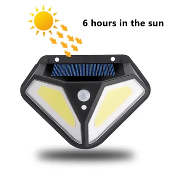 COB LED Saulės Šviesos Pastatytas Baterija Lauko Sienos Lempos Galingumo Saulės Vandeniui Judesio Jutiklis Gatvės apšvietimo Sodo Puošmena